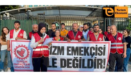 Belek’te maaşını alamayan otel çalışanları eylem yaptı